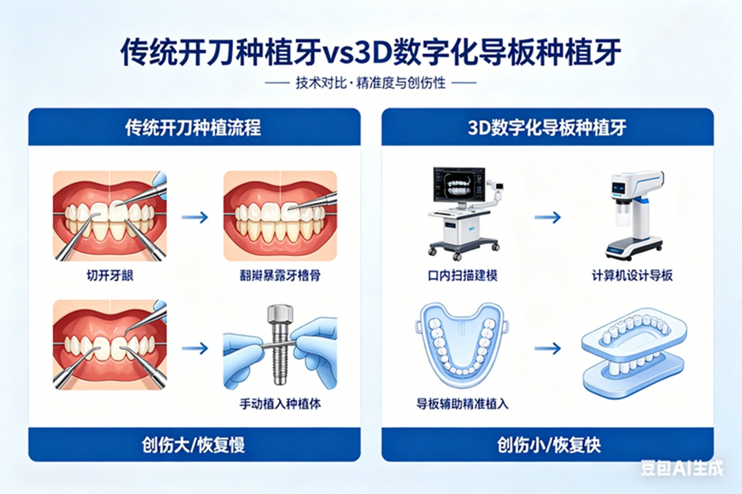 3D导板数字化种植vs传统开刀种植：选对技术让缺牙重生更精准舒适(图1)